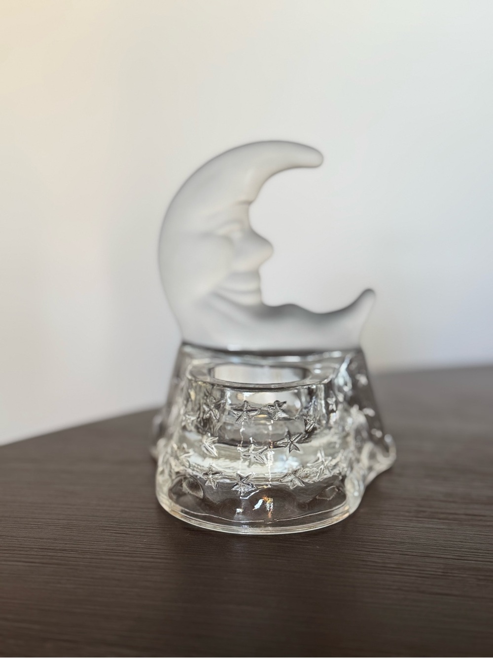 Vintage 90s PartyLite Celestial Frosted Glass Moon Stars Votive Candle Holder